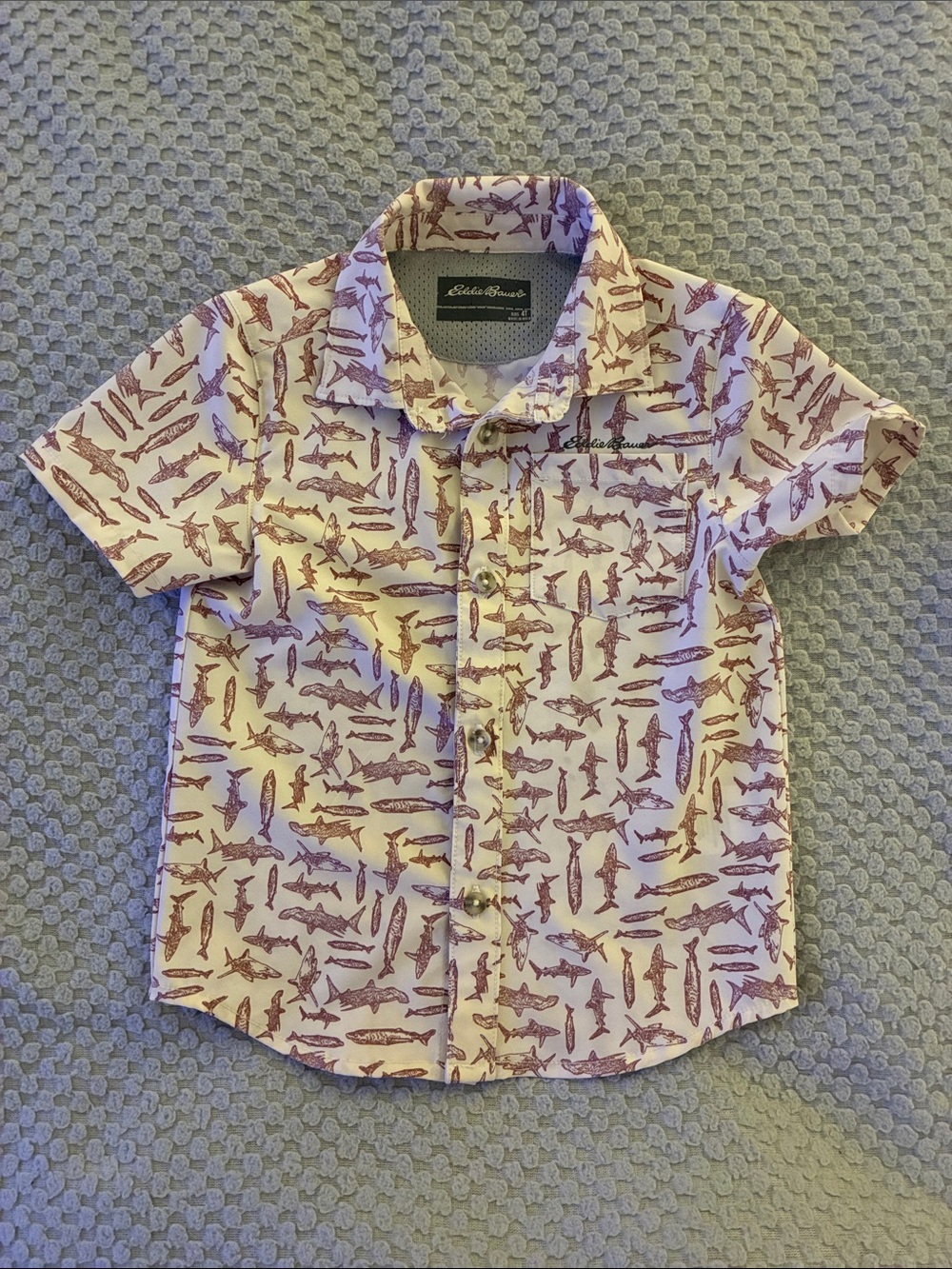 Eddie Bauer Kids White Short-Sleeve Shark Print Button-Up Shirt - 4T